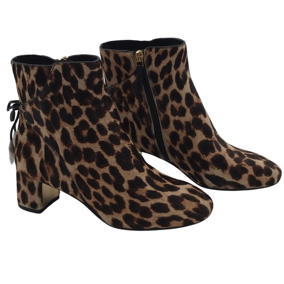 Tory Burch Shoes - Tory Burch Leopard Calf Hair Ankle Boots Womens 6 Block Heel Bow Detail NWOT